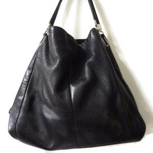 COACH Parchment 2 Madison Satchel Handbag/ Black Pebbled Leather